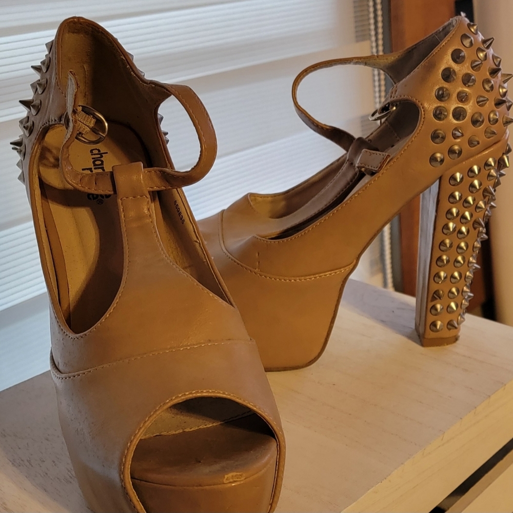 Women's Heels, Tan, Size 8, Charlotte Russe, Spiked Heels